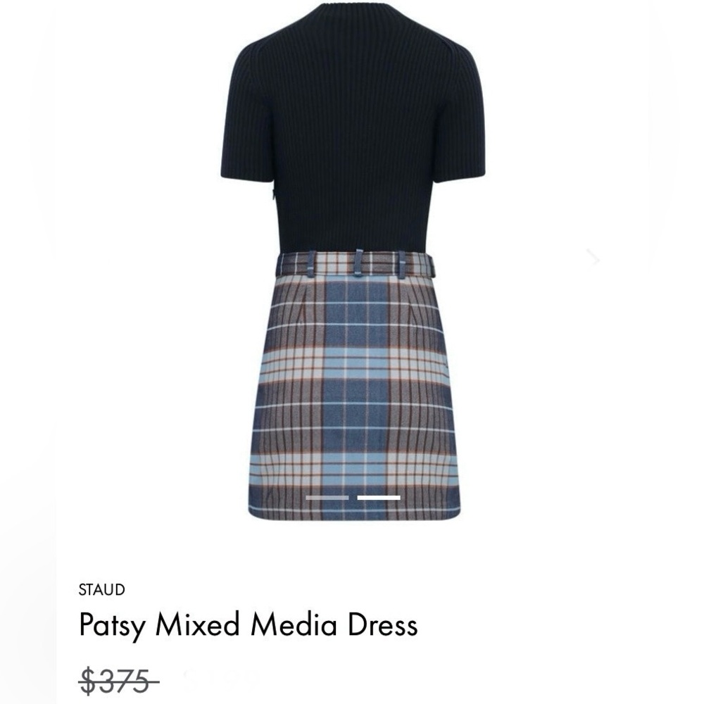 STAUD Patsy Wool Knit Plaid Mini Dress 70s Retro Like New Altered Length - Picture 4 of 16